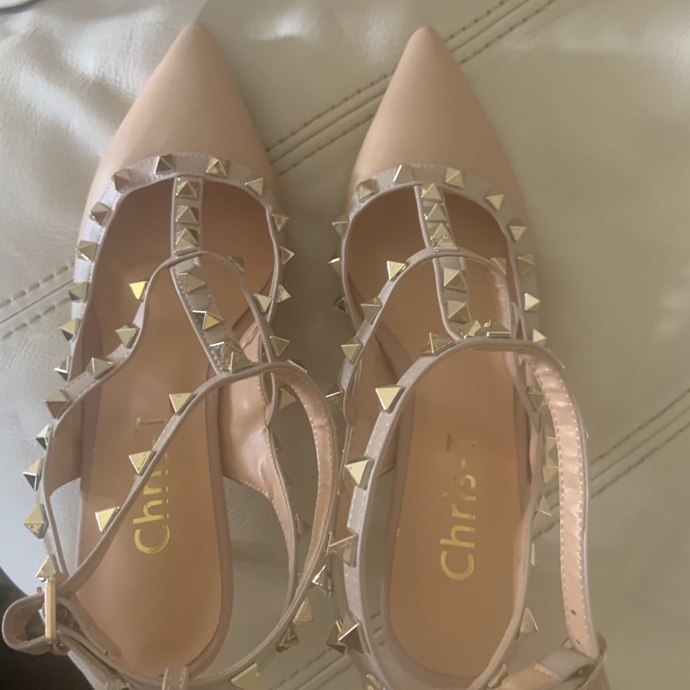 Brand new- never worn spike designed heels I nude